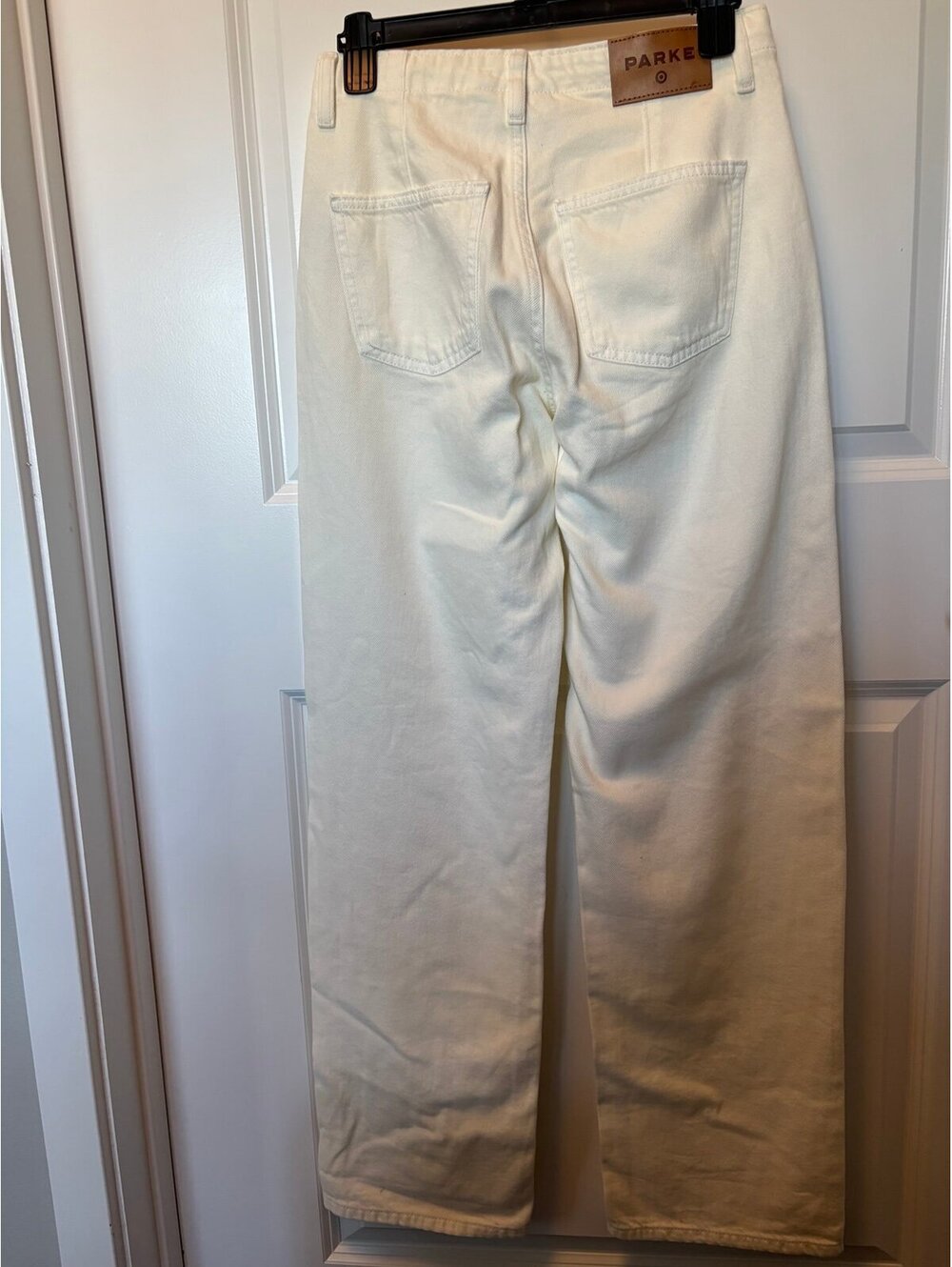 Parke x Target Women's Mid-Rise Drawstring Baggy Jeans in a cream finish - Picture 3 of 6